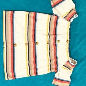 Multi colored crop top with buttons